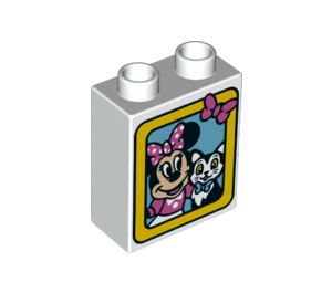 Duplo Brick 1 x 2 x 2 with Minnie mouse and cat with Bottom Tube (15847 / 38650)