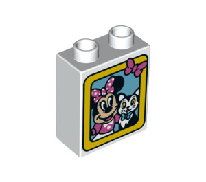 Duplo Mattoncino 1 x 2 x 2 con Minnie Topo e Gatto con tubo alla base (15847 / 38650)