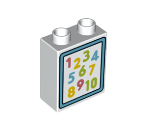 Duplo Brick 1 x 2 x 2 with numbers 1 - 10 with Bottom Tube (15847 / 65909)