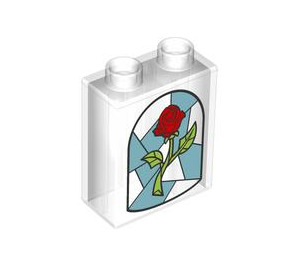 Duplo Brick 1 x 2 x 2 with Red Rose with Bottom Tube (15847 / 101588)