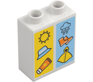 Duplo Brique 1 x 2 x 2 avec Sun et suncream et rain cloud avec tube inférieur (15847 / 104359)