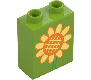 Duplo Brick 1 x 2 x 2 with Sunflower (4066)