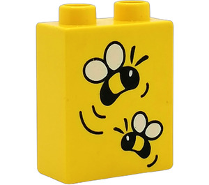 Duplo Brick 1 x 2 x 2 with Two Flying Bees without Bottom Tube (4066)
