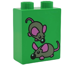 Duplo Steen 1 x 2 x 2 met Twee Mice zonder buis aan de onderzijde (4066 / 41472)