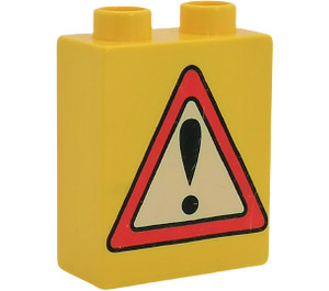 Duplo Brick 1 x 2 x 2 with Warning Road Sign without Bottom Tube (4066 / 40989)