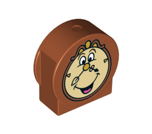 Duplo Brick 1 x 3 x 2 with Round Top with 'Cogsworth' Clock face with Cutout Sides (14222 / 36610)