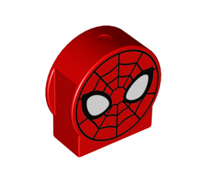 Duplo Brick 1 x 3 x 2 with Round Top with Spiderman Face with Cutout Sides (14222 / 22721)