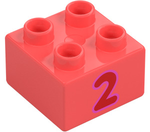 Duplo Brick 2 x 2 with "2" (3437 / 66026)