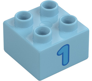 Duplo Stein 2 x 2 mit Blau '1' (3437 / 15956)