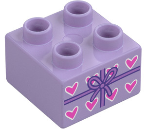 Duplo Kloss 2 x 2 med Bue og Hjerter (3437)