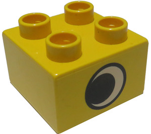 Duplo Brick 2 x 2 with Eye Pattern on 2 Sides, Without White Spot (3437 / 31460)