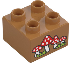 Duplo Brick 2 x 2 with Toadstools / Mushrooms (1377 / 3437)