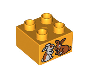 Duplo Brick 2 x 2 with Two Rabbits (3437 / 15950)