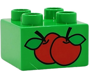 Duplo Palikka 2 x 2 jossa Kaksi Punainen apples (3437 / 43678)