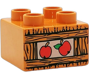 Duplo Brick 2 x 2 with Wood Box and Two Apples (47718 / 53484)