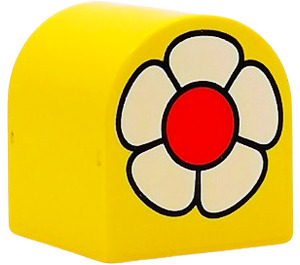 Duplo Brick 2 x 2 x 2 with Curved Top with Flower (3664)