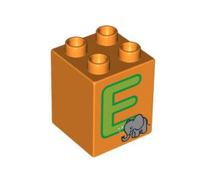 Duplo Brick 2 x 2 x 2 with E for Elephant (31110 / 93859)
