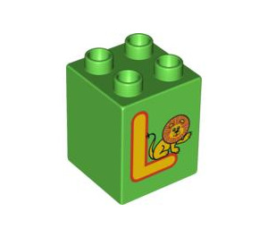 Duplo Brick 2 x 2 x 2 with L for Lion (31110 / 93002)