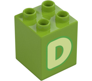 Duplo Steen 2 x 2 x 2 met Letter "D" Decoratie (31110 / 65971)