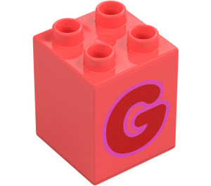 Duplo Stein 2 x 2 x 2 mit Letter "G" Deko (31110 / 65917)