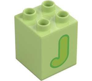 Duplo Kloss 2 x 2 x 2 med Letter "J" Dekorasjon (31110 / 65926)