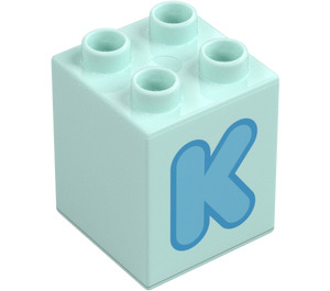 Duplo Brick 2 x 2 x 2 with Letter "K" Decoration (31110 / 65928)