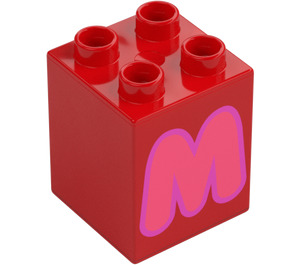 Duplo Cegła 2 x 2 x 2 z Letter "M" Dekoracja (31110 / 65931)