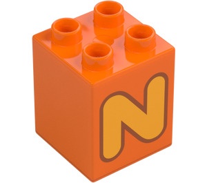 Duplo Brick 2 x 2 x 2 with Letter "N" Decoration (31110 / 65932)