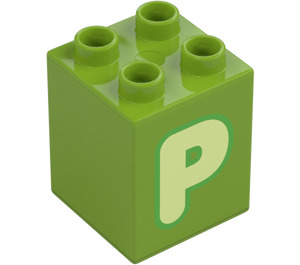 Дупло Тухла 2 x 2 x 2 с Letter "P" Украса (31110 / 65936)