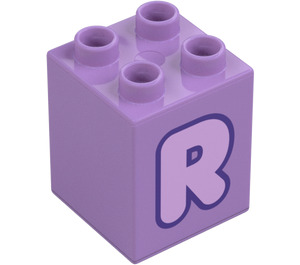 Duplo Kloss 2 x 2 x 2 med Letter "R" Dekorasjon (31110 / 65939)