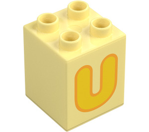 Duplo Steen 2 x 2 x 2 met Letter "U" Decoratie (31110 / 65944)