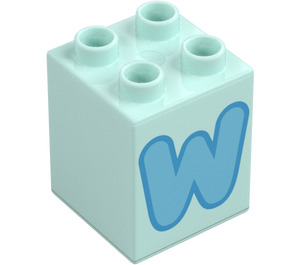 Duplo Brick 2 x 2 x 2 with Letter "W" Decoration (31110 / 65951)