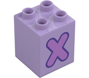 Duplo Brick 2 x 2 x 2 with Letter "X" Decoration (31110 / 65975)