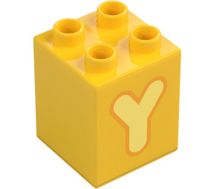 Duplo Brick 2 x 2 x 2 with Letter "Y" Decoration (31110 / 65977)