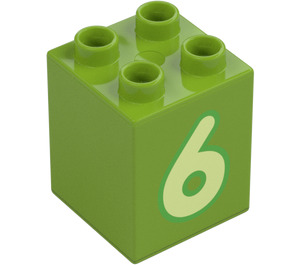 Duplo Palikka 2 x 2 x 2 jossa Number 6 (31110 / 77923)