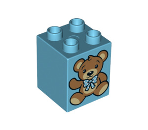 Duplo Brick 2 x 2 x 2 with Teddy Bear with bow (31110 / 37375)