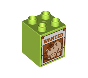 Duplo Palikka 2 x 2 x 2 jossa Wanted sign - toystory piggy bank (31110 / 43573)