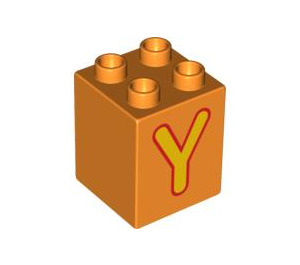Duplo Brick 2 x 2 x 2 with Yellow 'Y' (31110 / 93021)