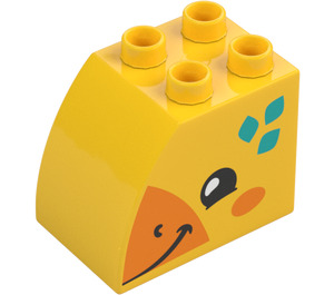 Duplo Brick 2 x 3 x 2 with Curved Side with Giraffe Smiling Face (11344 / 105354)