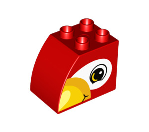 Duplo Brick 2 x 3 x 2 with Curved Side with Parrot Face (11344 / 29057)