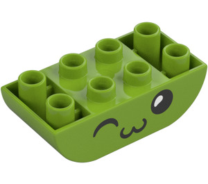 Duplo Kostka 2 x 4 s Zakřivený Dno s Tvář s Jeden Oči zavřený (98224 / 101562)