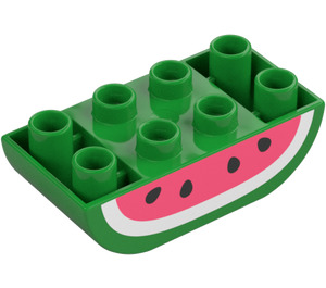 Duplo Brick 2 x 4 with Curved Bottom with Watermelon (98224 / 101568)