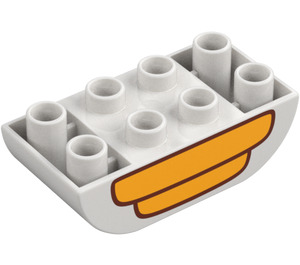 Duplo Brick 2 x 4 with Curved Bottom with Yellow Bee Hive Half (98224 / 101583)