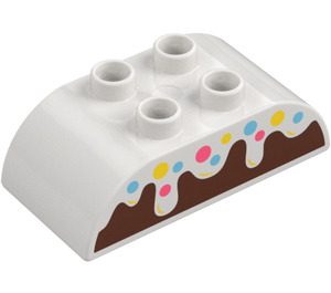 Duplo Brick 2 x 4 with Curved Sides with Chocolate cake (66024 / 98223)