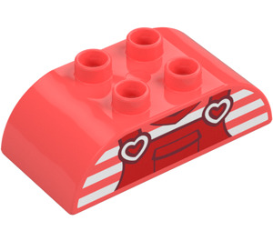 Duplo Brick 2 x 4 with Curved Sides with Hearts and Dungarees (98223 / 105441)