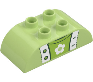 Duplo Stein 2 x 4 mit Gebogen Seiten mit oben mit Blume (98223 / 105440)