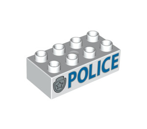 Duplo Brick 2 x 4 with Silver Badge and "POLICE" (3011 / 61322)