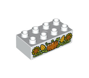 Duplo Brick 2 x 4 with Sunflowers, Corncobs and Pumpkin (3011 / 37071)