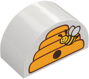 Duplo Brick 2 x 4 x 2 with Curved Top with Bee Hive (31213 / 101582)