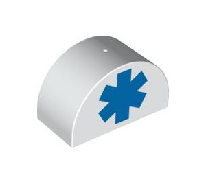 Duplo Brick 2 x 4 x 2 with Curved Top with Blue Hospital sign (31213 / 95443)